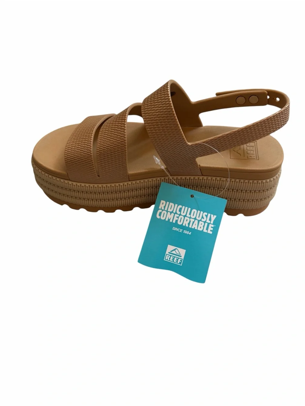 Reef Beige Woven Platform Slingback Sandal